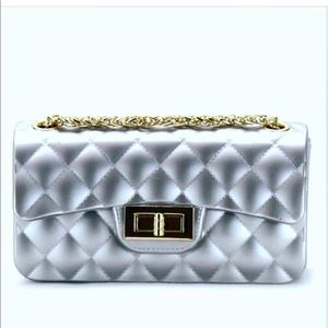 Silver Vegan Material Small Crossbody